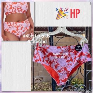 New Forever 21 Plus Size Floral Pink Red Swimwear Bikini Separate Bottom only 2X
